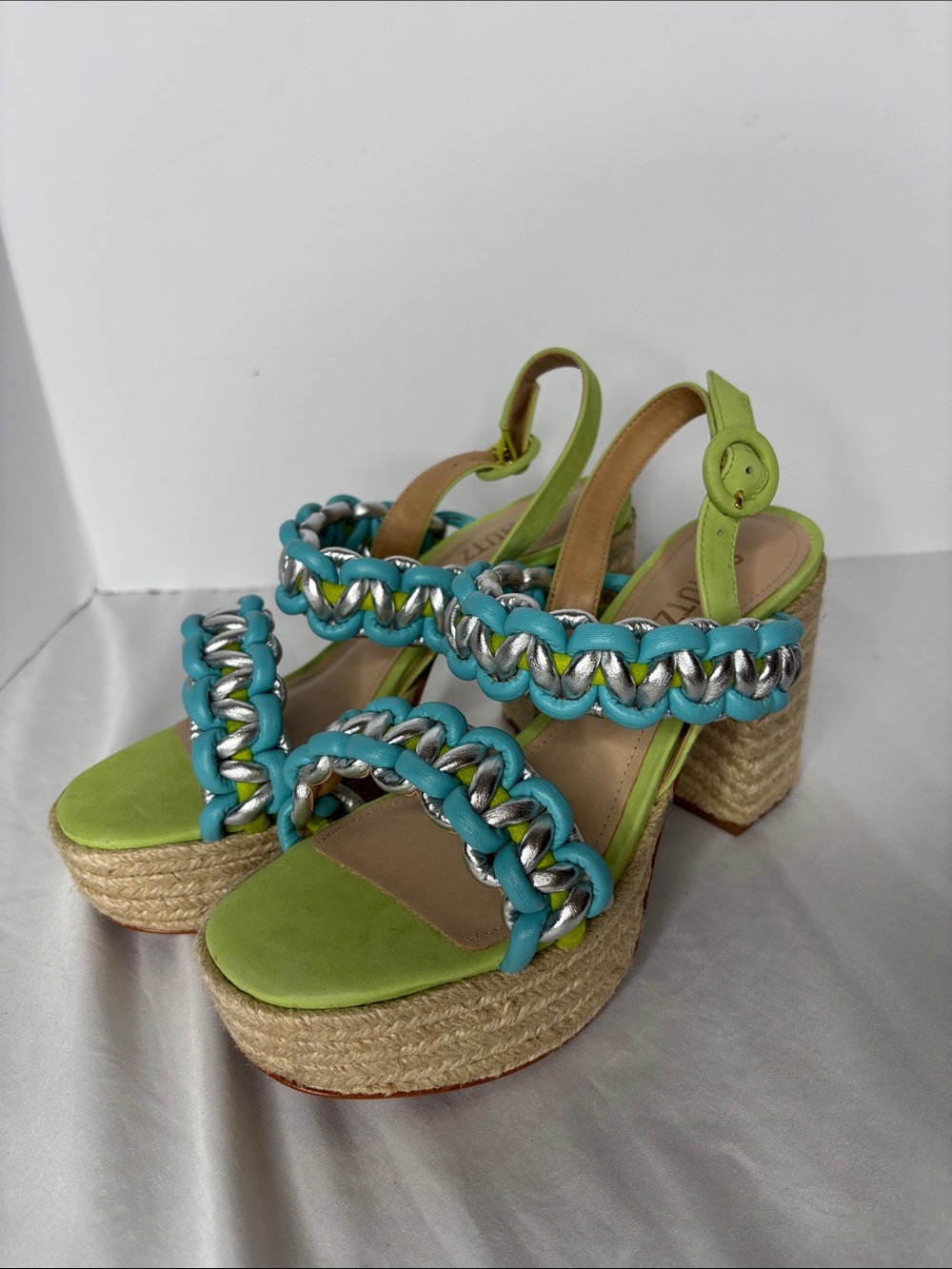 Schutz Juliet Heels in Lime Suede Leather Size 8.5B 
Party Ready Vacation